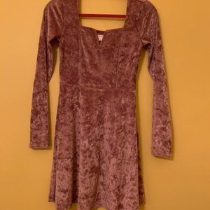 Aeropostale Solid V-Wire Velvet Fit & Flare Dress
